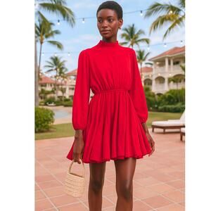 Rhode Caroline Red High Neck Mini Dress Size L